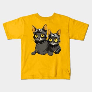 Modern Meows Atomic Age Black Kitschy Cats Kids T-Shirt